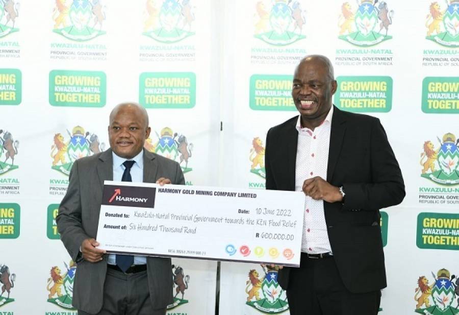 Premier Zikalala Welcomes R1 Million Donation From Harmony Gold Mining Employees To Aid KwaZulu-Natal Flood Relief Efforts