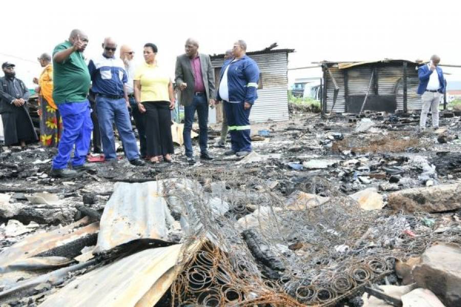 Premier Dube-Ncube Assesses The Damages Caused by The Recent Catastrophic Fire in Clairwood