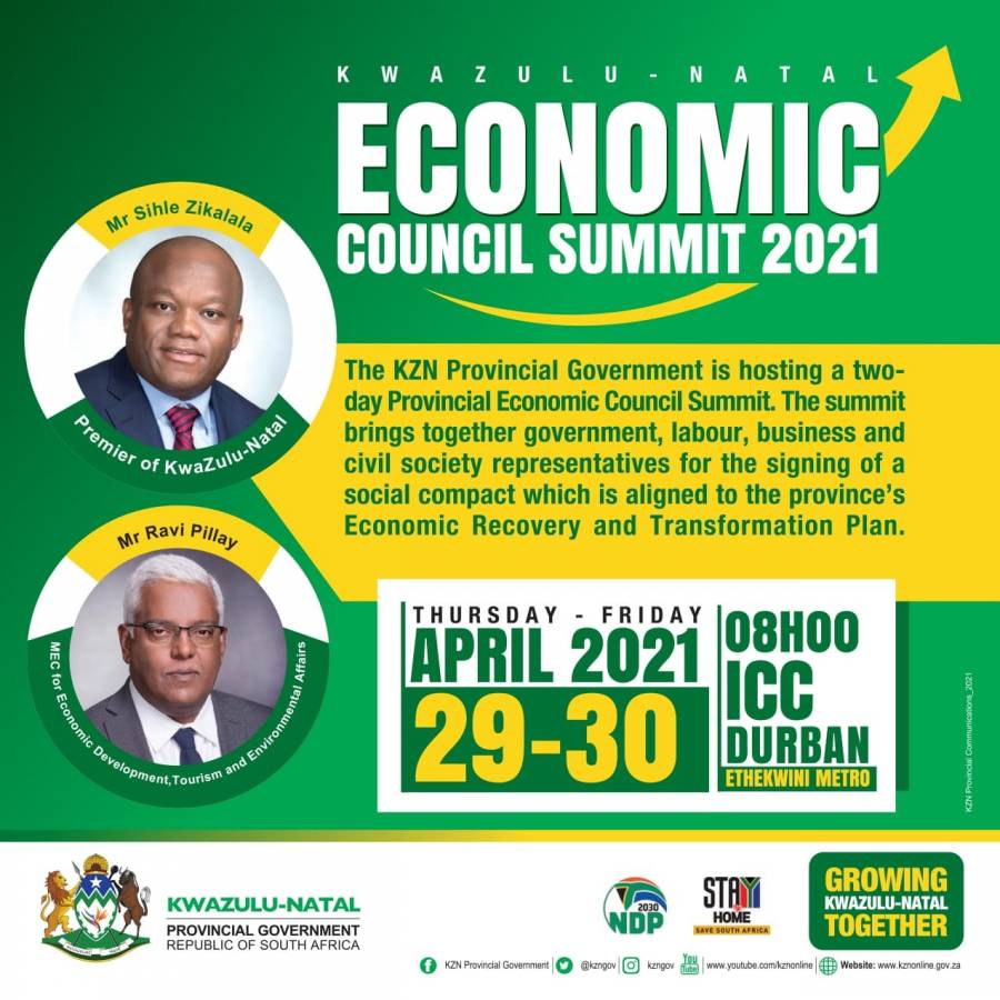 KZN Government Convenes Provincial Economic Council Summit to Discuss Economic Recovery Plan