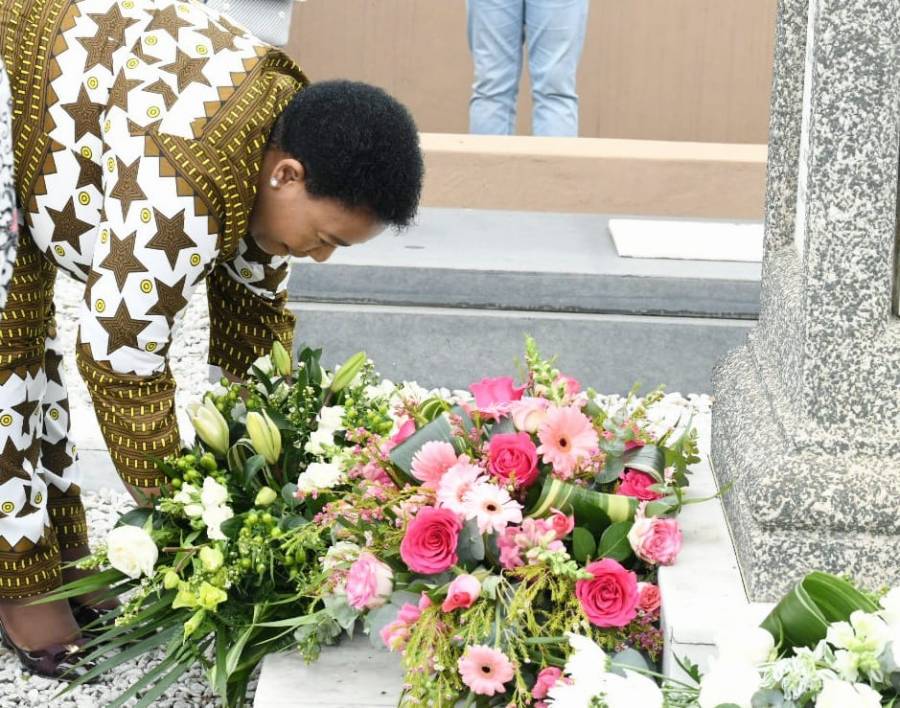 KwaZulu-Natal Premier Nomusa Dube-Ncube, Prime Minister of Barbados Mia Mottley, Gracà Machel and other dignitaries visited Dr John Langalibalele Dube&#039;s grave at oHlange, in Inanda