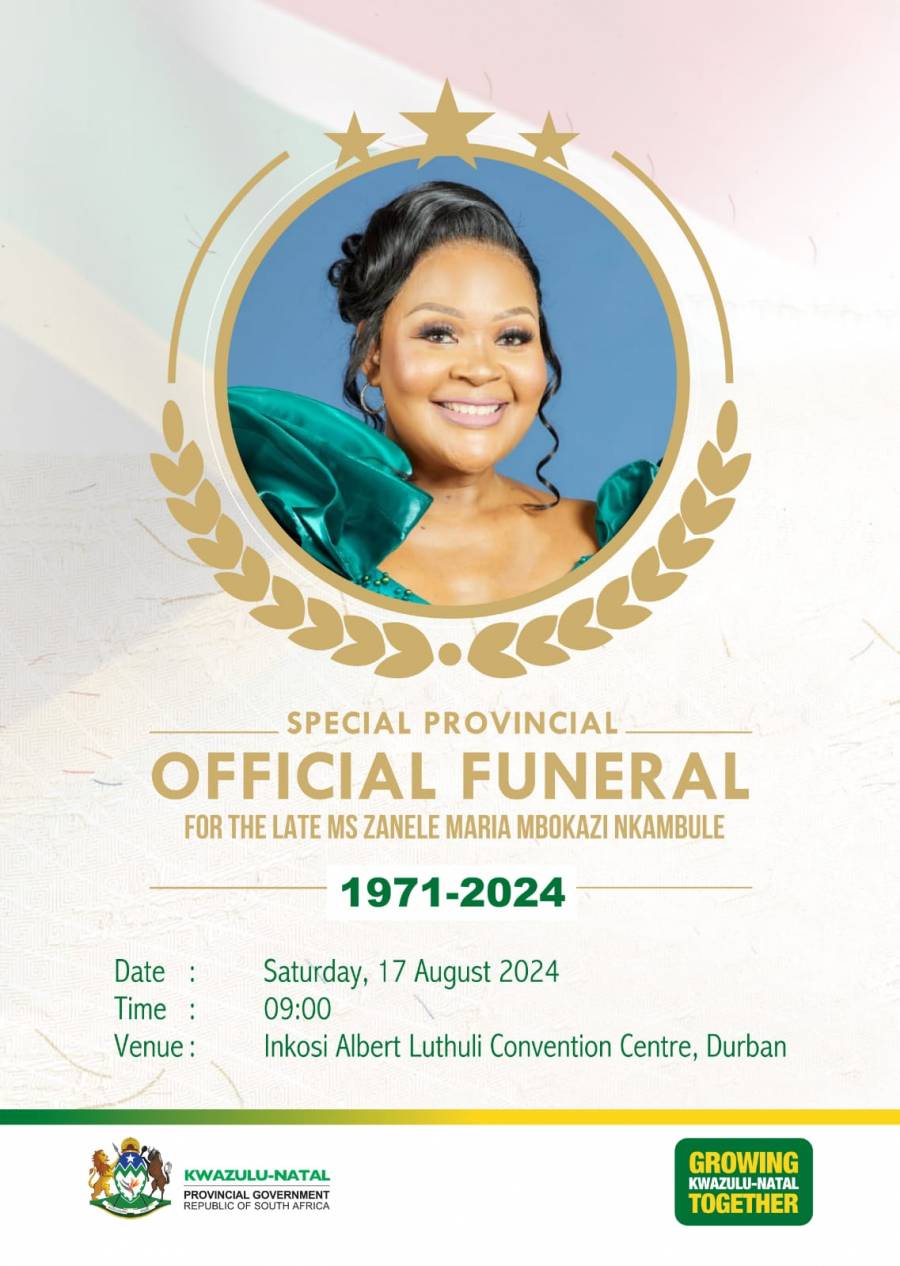 RENOWNED RADIO PERSONALITY AND FOUNDER OF PROMINENT GOSPEL AWARDS ZANELE MBOKAZI-NKAMBULE HONOURED WITH A SPECIAL PROVINCIAL OFFICIAL FUNERAL